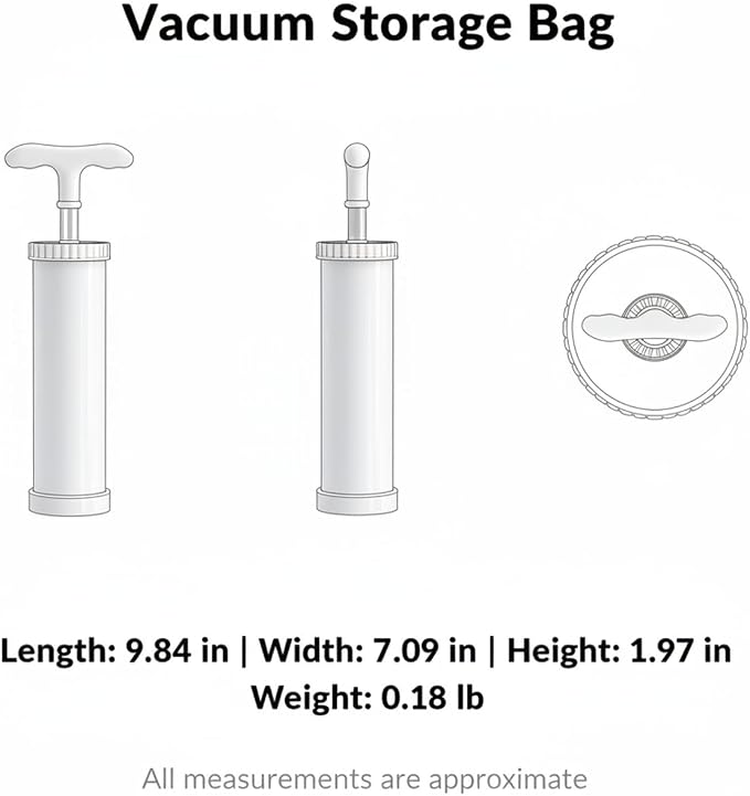 Vacuum Storage Bag with Zipper Seal, Space Saver for Bedding and Clothes, Compresses to 9.8 x 7.1 in, White (1 Pack)