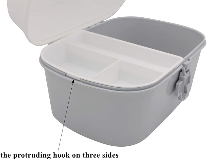 Plastic First Aid Storage Box Container Bin with Removable Tray and Portable Handle, Family Emergency Medicine Kit Case Organizer, White&Gray