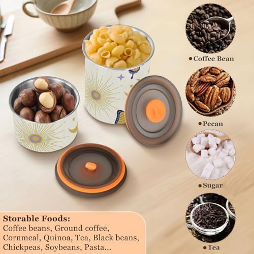 Butterflies and Bees Coffee Canister with Lid Airtight Food Storage Containers 17oz Stainless Steel Canisters Kitchen Food Organizer for Beans, Cereal, Pasta, Flour, Sugar, Snacks