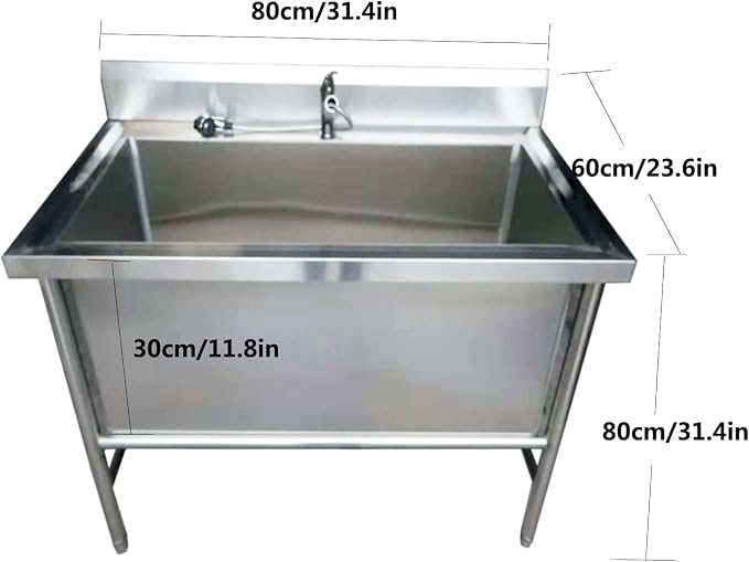 Professional Stainless Steel Dog Bathtub, Dog Pet Washing Grooming Station for Home, Dog Wash Sink Station for Large & Medium Dogs,Deep:30cm,80X60cm/31.4X23.6in