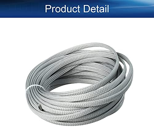 Bettomshin 1Pc 32.8Ft(10m) Cable Management Sleeve, 1/4"(6mm) Width PET Grey Cord Protector, Wire Loom Tube Insulated Split Sleeving for USB Cable Power Cord Organizer Video Cable Hider