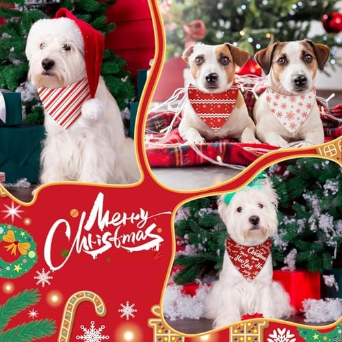 Abbylike 50 Pcs Valentines Day Dog Bandanas Bulk Red and White Polka Dots Stripes Bandanas for Dogs Triangle Kerchief Bibs Scarf for Pet Romantic Costume Photo Props Accessories(19.7 x 13.8 x 13.8)
