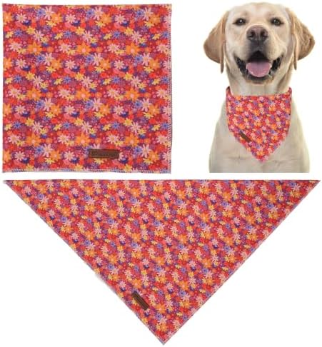 Fall Dog Collar-Fall Floral Dog Bandana- Cute Fall Leaves Dog Bandanas Adjustable Dogs Collar for Small Medium Large Dogs