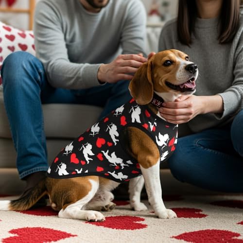 3-Pack Valentine's Day Dog Shirt Love Heart Dog Shirts Valentines Day Dog Sleeveless Clothes Outfit Pet Valentines Tank Tops Vests with Heart Cupid's Arrow Patterns for Small Medium Dogs M