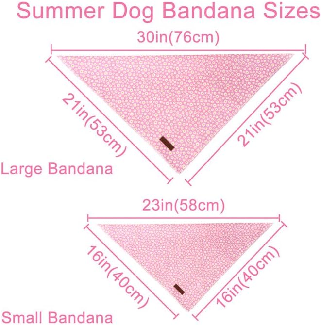 Summer Dog Bandana, Hawaii Bandana for Small Medium Dog, Cute Pink Puppy Bandana, Cotton Adorable Pet Triangle Bid Scarf Kerchief for Girl Boy Dogs or Cats