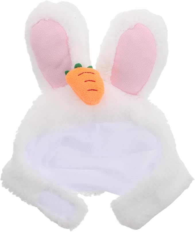 Pet Bunny Rabbit Hat with Ears for Dogs and Puppies White | Polyester Headwear, Lightweight Breathable Fit, Holiday Celebrations and Halloween Costume Accessory