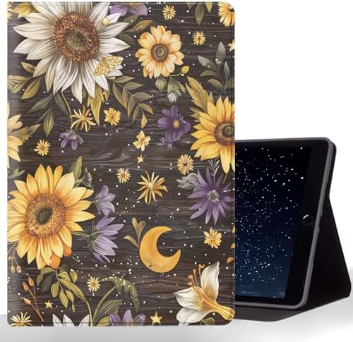 Tablet Case for iPad 10.5 Inch (iPad Air 3/Pro,2017/2019),Shockproof Protective Cover with Stand,Auto Wake/Sleep,Sunflower Moon Floral
