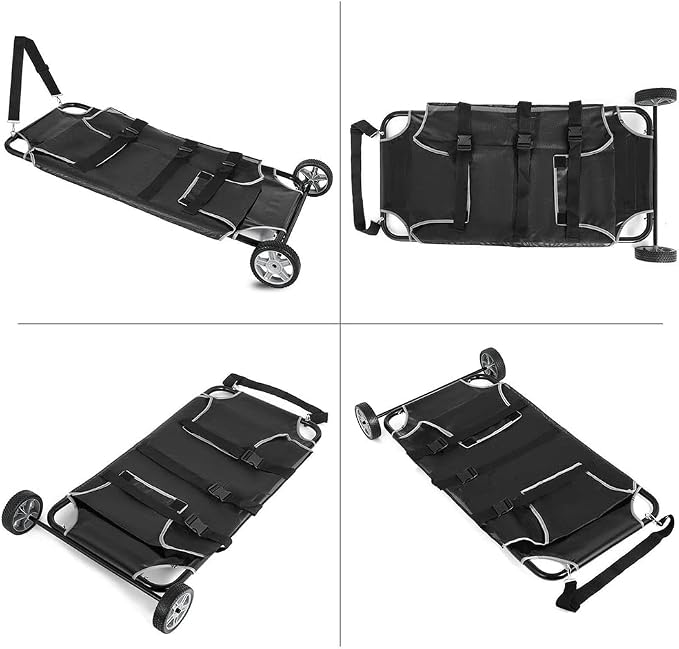 250 LBS Pet Rescue Stretcher with 2 Wheels, Dog Transport Stretcher Large Dog Wheelchair Emergency Dog Rescue Carrier Animal Trolley Cart Foldable, 45 L X 21 W inches