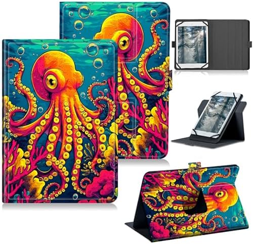 Universal Case for T-Mobile Revvl Tab 2 10.1" Model:9185W 2025/Revvl Tab 5G 10.36" 2023, 360 Degree Rotating Kickstand Protective Stand Shell Cover for 9"-10.5", Octopus Ocean Bottom