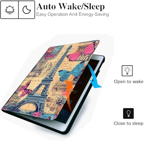 for Microsoft Surface Pro 11/10/9-13" 2024/2022 Tablet Case,Auto Wake/Sleep,Adjustable Stand Protective Cover - Paris Tower Butterfly
