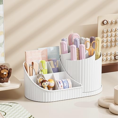 Anyoifax 360 Rotating Makeup Brush Holder Make Up Brushes Organizer, White