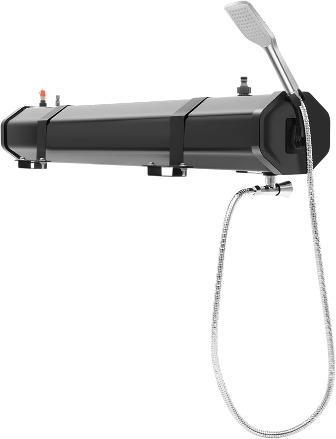 Pressurized Water Tank for Camping Shower, 7.93Gal Portable Camping Showerhead Handheld with Storage Bag, Roof Rack Shower for Hiking, Car wash, Pet Cleaning, Beach Vacations