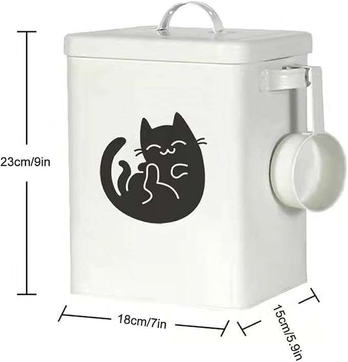 Dog and Cat Food Storage Container, Farmhouse Pet Food Storage Containers with Lid and Dry Food Scoop, etal Cat Food Bin with Measuring Cup, Cat Food Can Covers Lids and Spoons, Cat Mouse Toys(#1)