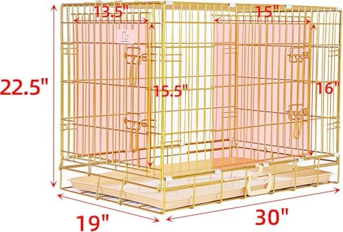 Homey Pet 30 Inch Dog Crates for Small Medium Dogs, Copper Gold Cage Kennel | Rust/Peel-Resist Nano-Coat, Lockable Pull-Out Tray, Dual Doors w/ 4 Locks, Collapsible, Thicker Wire, Indoor Use, Easy-Clean