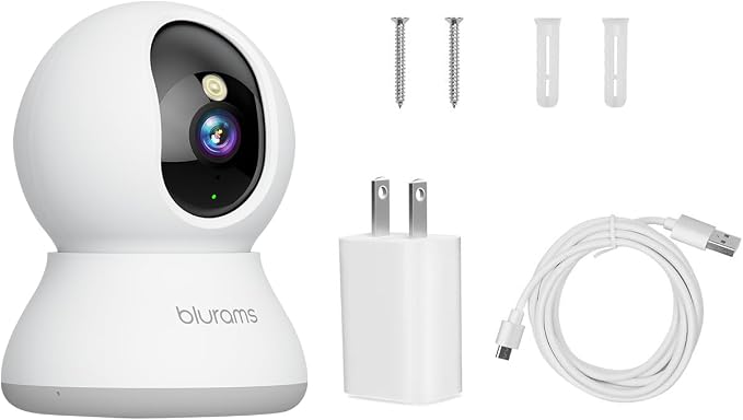 Security Camera 2K, blurams Baby Monitor Dog Camera 360-degree for Home Security w/Smart Motion Tracking, Phone App, IR Night Vision, Siren, Works with Alexa & Google Assistant & IFTTT, 2-Way Audio
