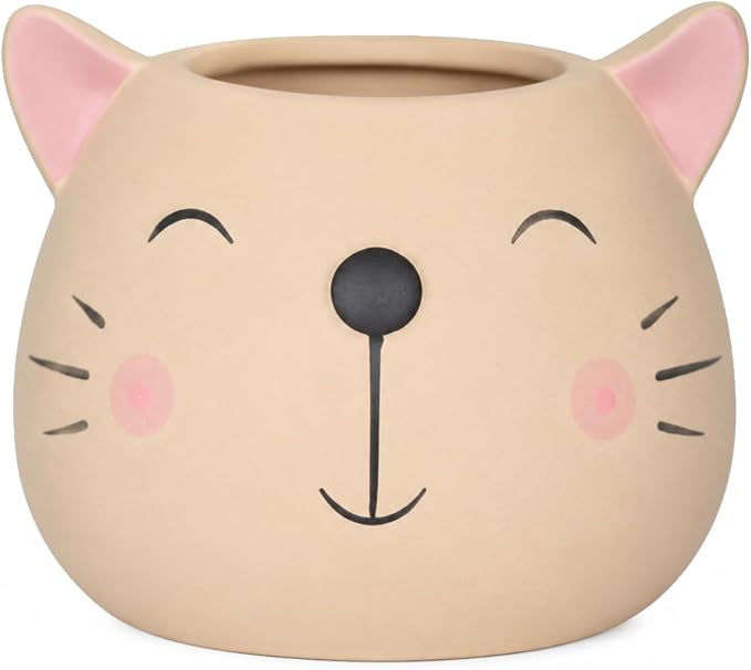 Ceramic Cat Shaped Pen Pencil Holder for Desk Decoration Accessories Cat Decor Makeup Brush Pen Cups Office School Ideal Gifts for Women, Mom or Birthdays