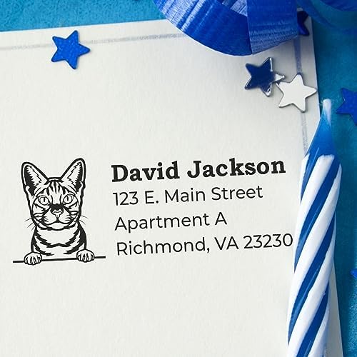 Personalized Ocicat Address Stamp - Customized New Address Stamper for Pet Owners - Ideal for Parcels - Made to Order Address Stamps - Unique Gift for Ocicat Lovers - 7/8 X 2-1/4
