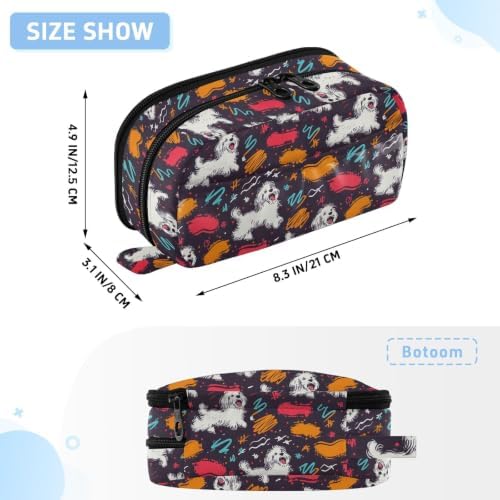 SUABO Pet Dog Graffiti Pencil Case Large Pen Box Holder | Large Capacity Pencil Pouch Stationery Bag with Compartments, Transparent PVC Layer, School Office Supplies for Kids Adults