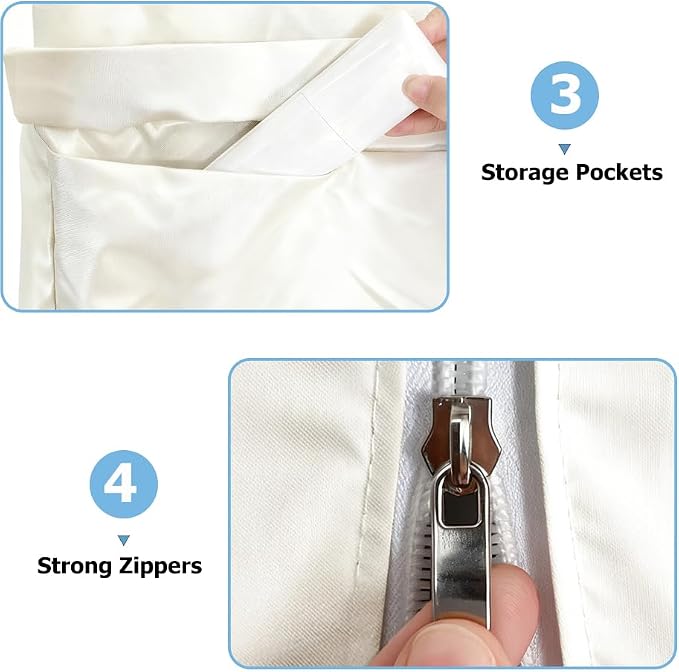 Rileytee Garment Rack Cover,600D Heavy Duty Waterproof Clothing Rack Cover,Clothes Rack Cover with Zipper for Metal Garment Rack(White,46"W x 18"D x 80"H,Cover Only）