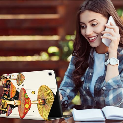 for Samsung Galaxy Tab A 10.1" 2019 SM-T510/T515/T517 Case | Slim Leather Smart Cover with Multi-Angle Anti-Slip Stand [Auto Wake/Sleep] Shell for Women Men, Mushroom Painting