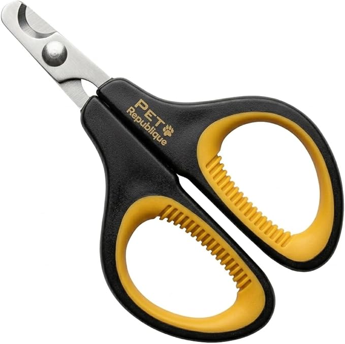 Cat Nail Clippers by Pet Republique – Professional Stainless-Steel Nail Clipper for Cats, Kittens, Hamster, Rabbits, Birds, & Small Breed Animals Claw Trimmer (Black+Yellow)