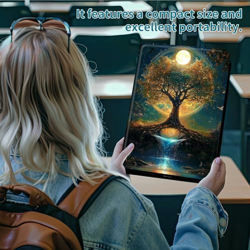 Case for Samsung Galaxy Tab A7 10.4" 2022/2020, 360 Degree Rotating Stand with Multi-Angle Vertical & Horizontal Viewing Shockproof Protective Shell for Women Men, Moon Orange Tree