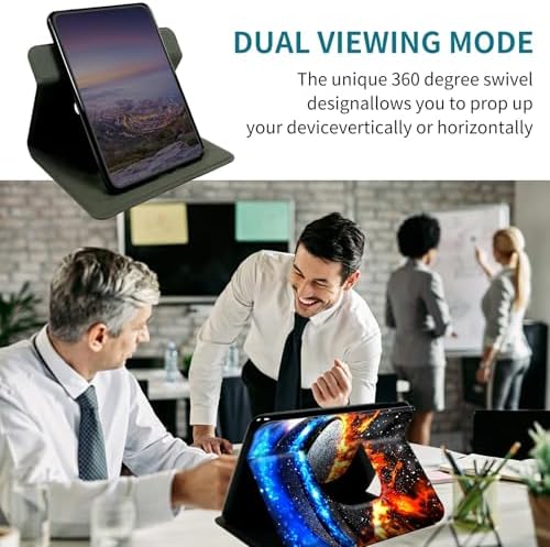 Case for Samsung Galaxy Tab E 9.6" 2015 SM-T560/T561/T567, 360 Degree Rotating Stand with Multi-Angle Vertical & Horizontal Viewing Shockproof Shell for Women Men, Blue Red Flames