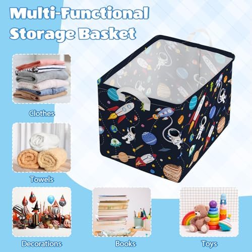 Collapsible Storage Basket Collapsible Fabric Laundry Basket with Handles | Spacious 15.7"×11.8"×11.8" size Folding Design Easy to Store Sturdy Fabric with Reinforced Handle Easy to Clean
