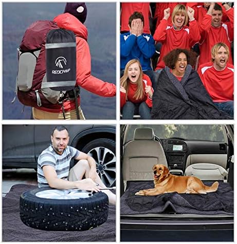 REDCAMP Large Camping Blanket with Sherpa Lining, Black 79"x59" | Cold Weather Warm Thick Outdoor Blanket Comfy Foldable & Windproof for Camping Stadium,Car,Picnics,Pet,Trip,Machine Washable