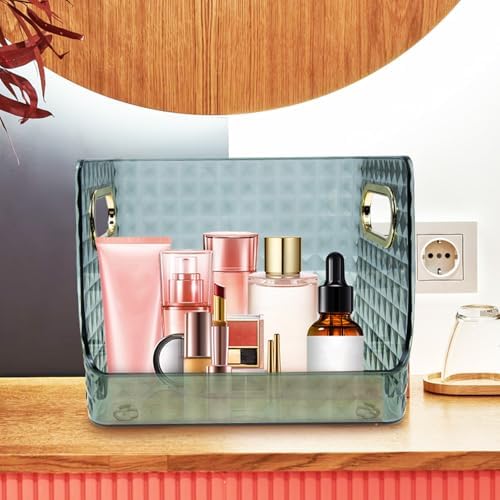 CHILDWEET Light Green Storage Box for Desktop and Powder Rooms, Portable Plastic Storage Case Made of Pet and Abs, Easy to Use with Fine Workmanship, for Organizing Small Items and Cosmetics