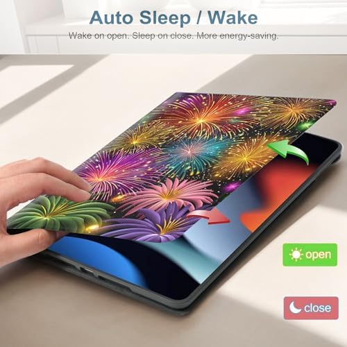 for Samsung Galaxy Tab S6 10.5 Inch 2019 (SM-T860/T865/T867) Tablet Protective Cover with Adjustable Stand and Magnetic Auto Wake/Sleep,Fireworks