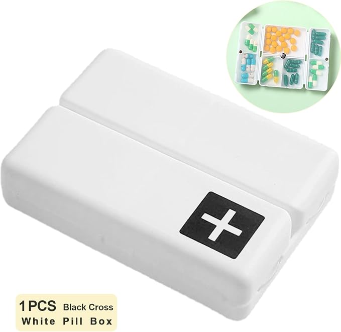 Daily Magnetic Pill Box Organizer 7 Tray Travel Size Medicine Case | Pill Container, Cute Small Pocket Pill Dispenser Capsule Reminder Tracker for Medication, Fish Oil, Supplement, Tablets