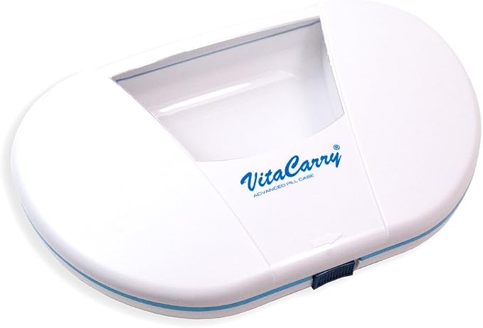 Gasketed Vitacarry 7 Compartment Pill Box Holds up to 150 Pills Waterproof (White 7 Compartment) by VitaCarry