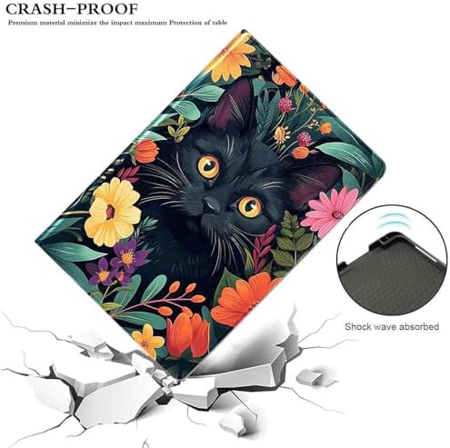 for Samsung Galaxy Tab A 10.1 Tablet Case 2016(SM-T580 T585 T587, Not for 2019 Model),Premium Leather Folio Stand Auto Wake/Sleep,Multiple Viewing Stand,Black Cat in Garden