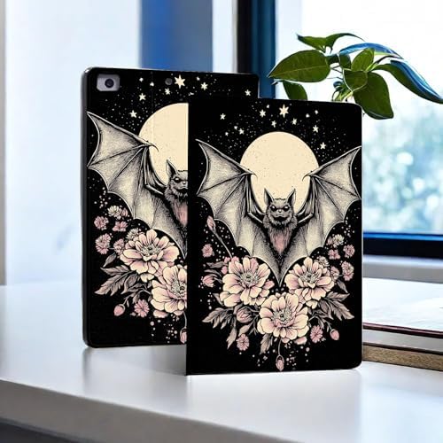 for Microsoft Surface Pro 7 Plus,Surface Pro 7/6/5/4 12.3" Tablet Case,Auto Wake/Sleep,Adjustable Stand Protective Cover - Bat Moon Floral