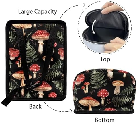 Car Accessories Back Seat Multipurpose Car Trash Can with Lid, Leak Proof Waterproof Hanging Car Garbage Can for Road Trip Travel, Mushroom Print