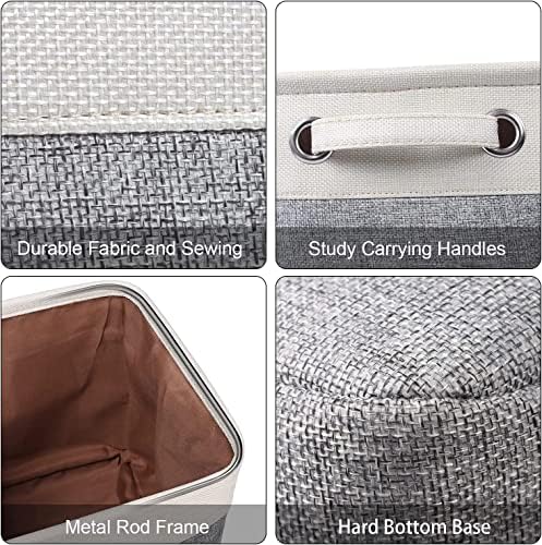 Foldable Storage Bin Collapsible Fabric Storage Basket Cube with Durable Handles Closet Organizer Bins for Organizing Shelves Drawers, Set of 3, 15" x 10" x 9.5", Grey
