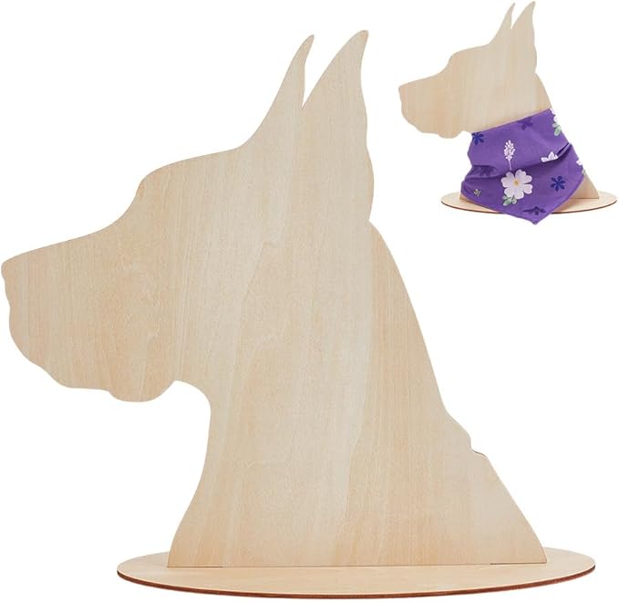 AHANDMAKER Dog Silhouette Display Stand Plywood Pet Scarf Display Cabinet Wood Pet Bib Cases Small Craft Show Photography Props with Easy Installation for Dog Accessory Bib Bandana Scarf Store Display