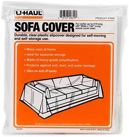 U-Haul Moving & Storage Sofa Cover (Fits Sofas up to 8' Long) - Water Resistant Plastic Sheet Couch Protection - 42" x 134" (1-Pack)