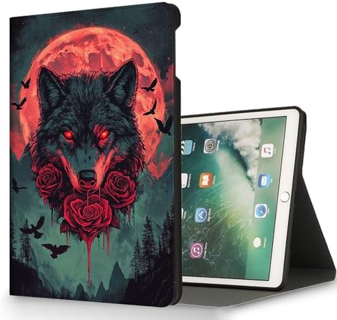 for Microsoft Surface Go 4/3/2/1-10.5" 2021 Tablet Case,Auto Wake/Sleep,Adjustable Stand Protective Cover - Dark Wolf Moon