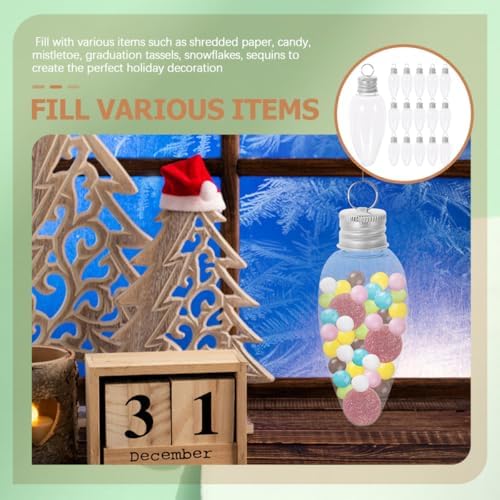 20pcs 35ml Pet Bulb-shaped Candy Storage Bottles with Spout Caps, Plastic Christmas Candy Containers for Party Favors and Holiday Decoration