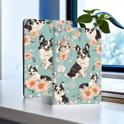 for Microsoft Surface Pro 8-13" 2021 Tablet Case,Auto Wake/Sleep,Adjustable Stand Protective Cover - Corgi Floral