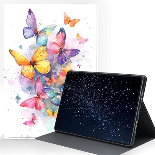 for Samsung Galaxy Tab S6 10.5 Inch 2019 (SM-T860/T865/T867) Tablet Protective Cover with Adjustable Stand and Magnetic Auto Wake/Sleep,Butterfly Watercolor