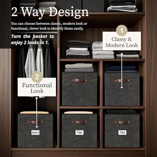 DECOMOMO Storage Bins, Cube Storage Bin with Labels