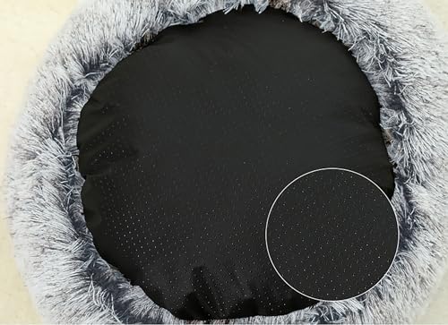 Dog Cave Bed for Small Dogs Cats Pets, Anti Anxiety Calming Plush Dog Beds, Fluffy Covered Hooded Cozy Burrow Puppy Beds, Anti-Slip Bottom Washable Pet Sleeping Bag (20" D, Grey)