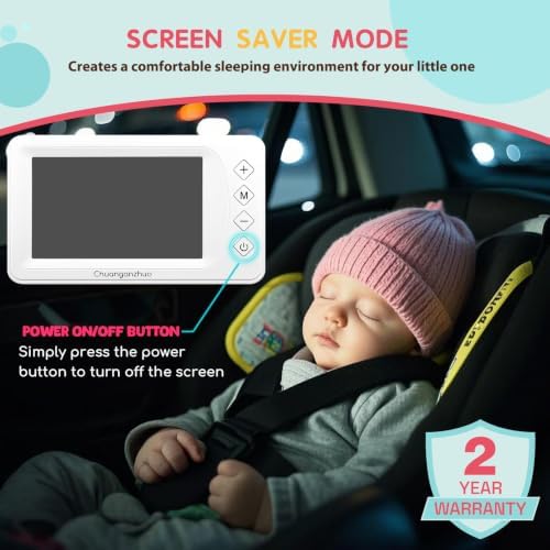 S100P Baby Car Camera with Ultra Night Vision, 5'' HD 1080P IPS Baby Car Monitor with 3X Zoom, Backseat/Carseat/Rear Seat Camera USB, Easy No-Damage Install, Safety for Infants and Pets (5 inch White)