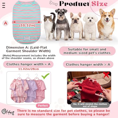 24 Pcs Pet Hangers 13'' Non-Slip Velvet Metal Hooks,Pink | 360° Swivel Rustproof Hooks, Space-saving for Dogs Cats, Home Closets and Grooming Salons, Small Pet Organizer