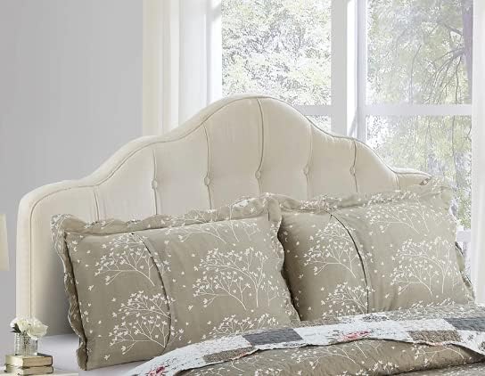 Brilliant Sunshine Pink Roses & Grey Toile Pillowshams Set, 20"x26"+2" | Patchwork Design, Quilted Standard Pillowcases, Washable Scallop Edge Pillow Covers, Pack of 2