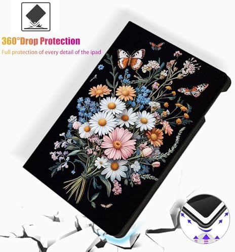 for Microsoft Surface Go 4/3/2/1-10.5" 2021 Tablet Case,Auto Wake/Sleep,Adjustable Stand Protective Cover - Floral Bouquet with Butterflies