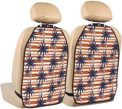 Car Seats Back Protector 2 PCS - Coconut Tree | with 3 Storage Pockets, Shield Seats From Dirt, Mud Scratches, Fits Cars SUVs Trucks and Jeeps